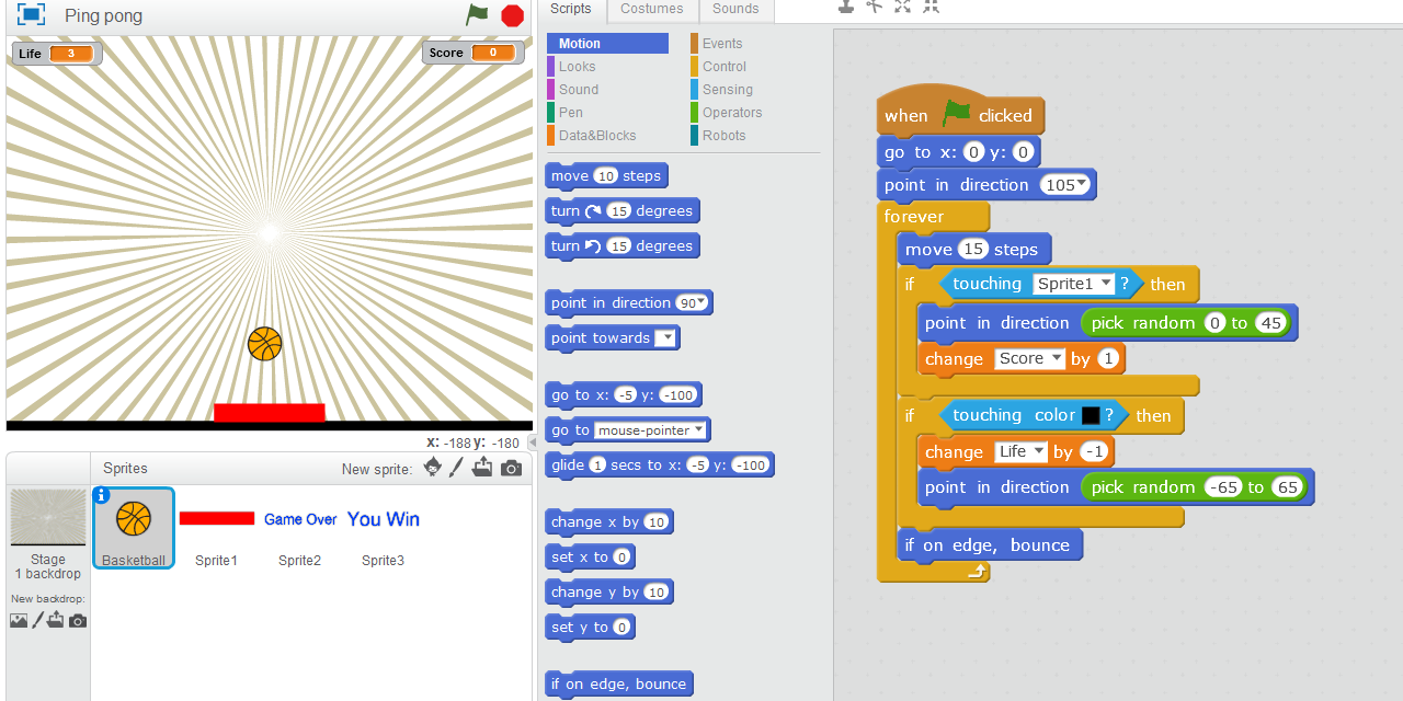 PING PONG GAME in Scratch EDVON offer different games in scratch