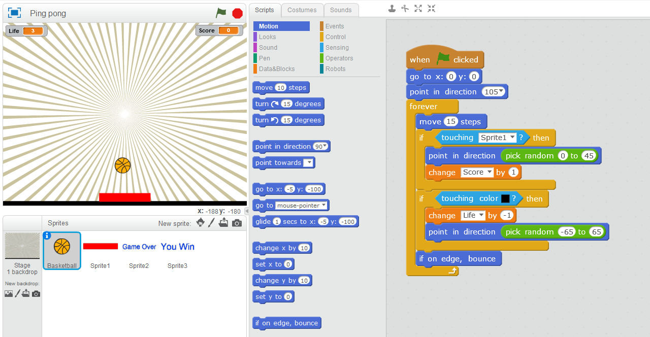 PING PONG GAME in Scratch  EDVON offer different games in scratch